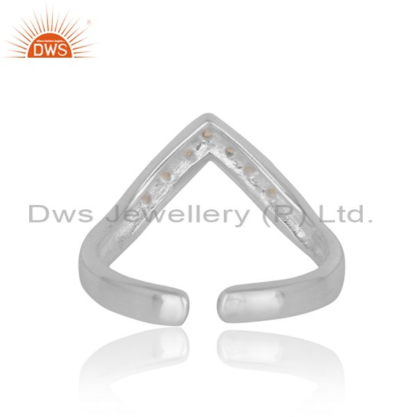 Exporter of Designer exquisite sterling silver ring studded with white topaz