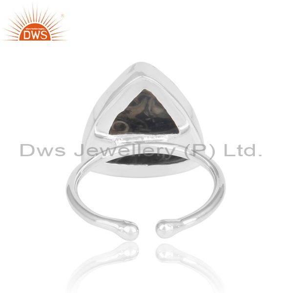 Triangular Turritella Set Fine Silver Handmade Ring