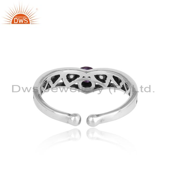 Amethyst Set Sterling Silver Oxidized Ring