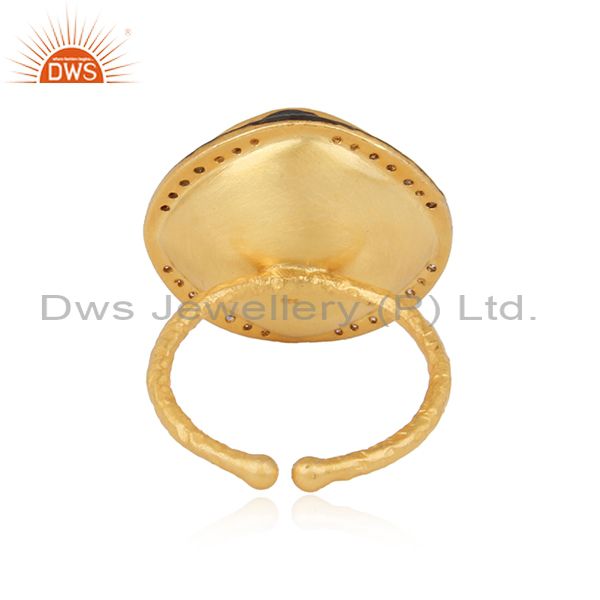 Handmade Design Gold On Silver Aqua Chalcedony Cz Ring