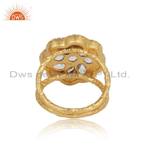 Handtextured Gold And Black Rhodium On Silver 925 Cz Ring