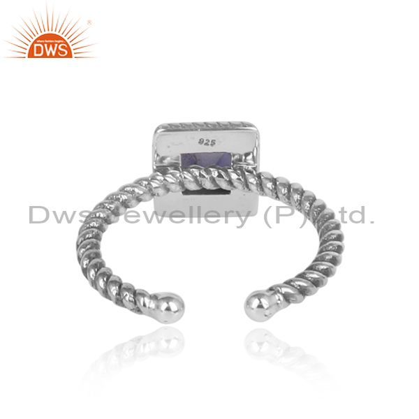 Handmade Twist Designer Oxidized Silver Iolite Ring