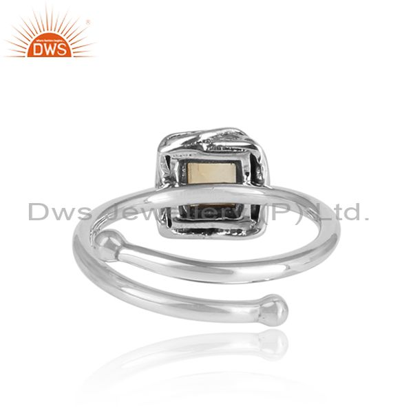 Square Cut Citrine Cut Sterling Silver Ring