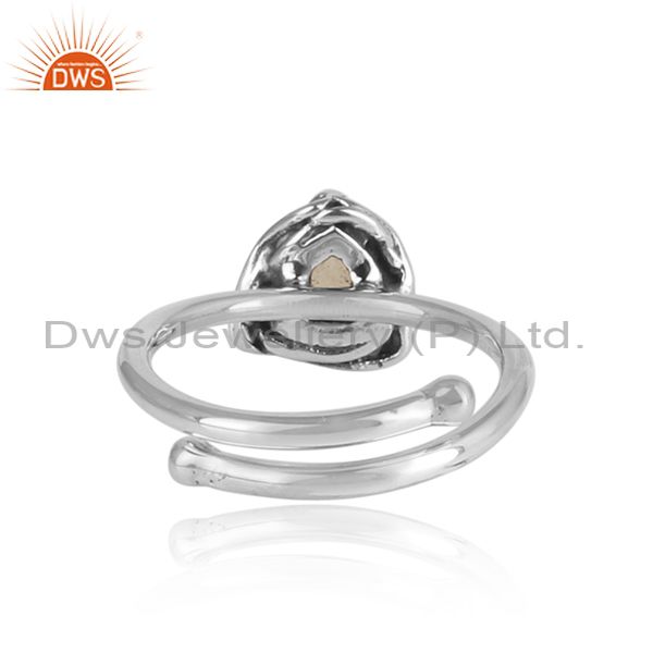Howlite Cut Sterling Silver Triangular Adjustable Ring