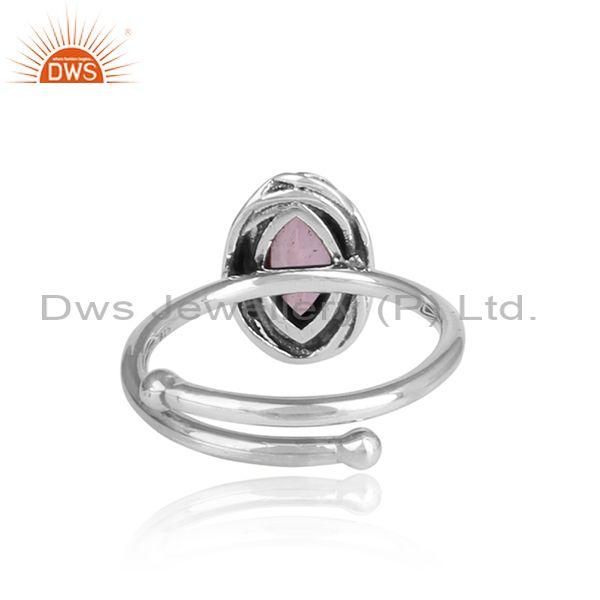 Pink Topaz Set In Sterling Silver Adjustable Ring