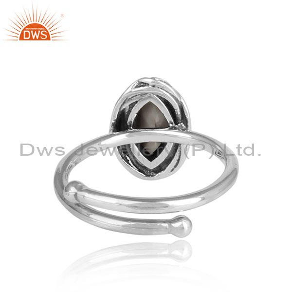 Howlite Cut Sterling Silver Adjustable Ring
