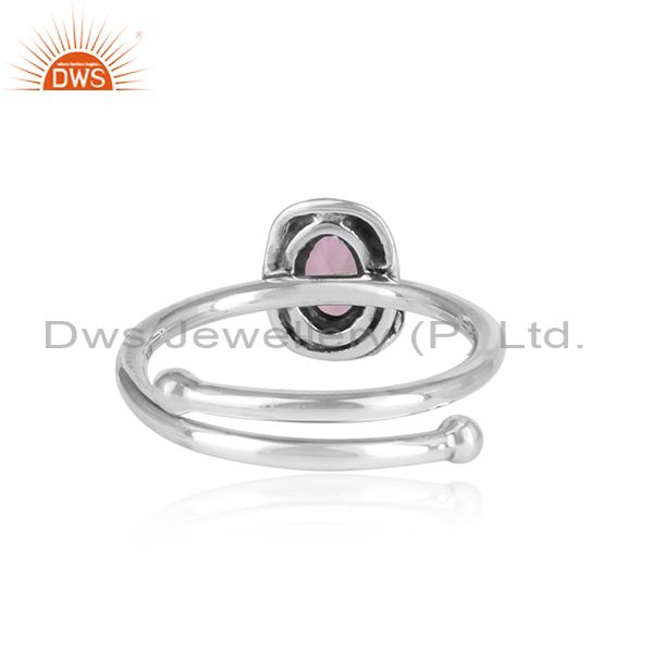 Pink Topaz Oval Cut Sterling Silver Oxidized Ring