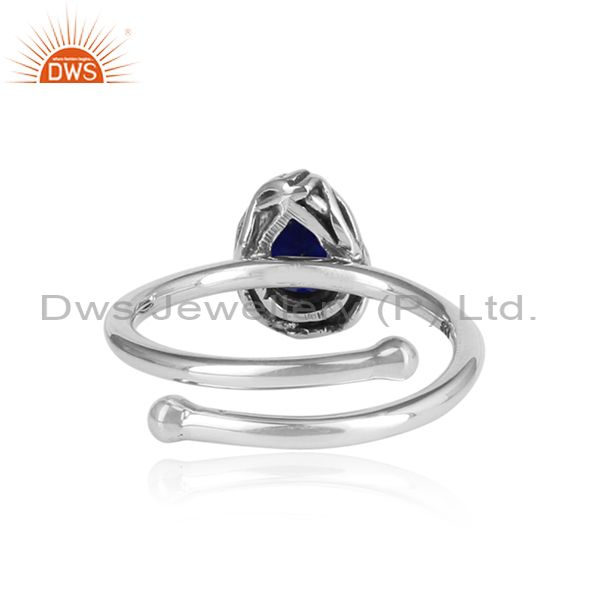 Lapis Cut Pear Shaped Design Sterling Silver Oxidized Ring