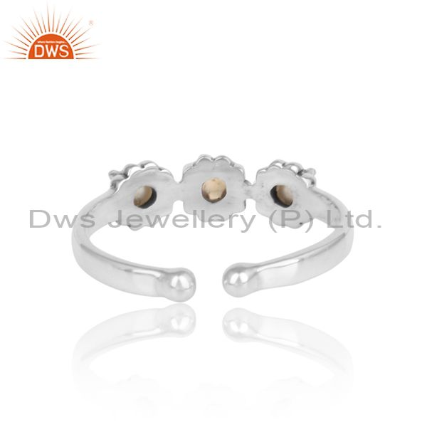 Handmade Oxidized Silver 925 Pearl, Ethiopian Opal Ring