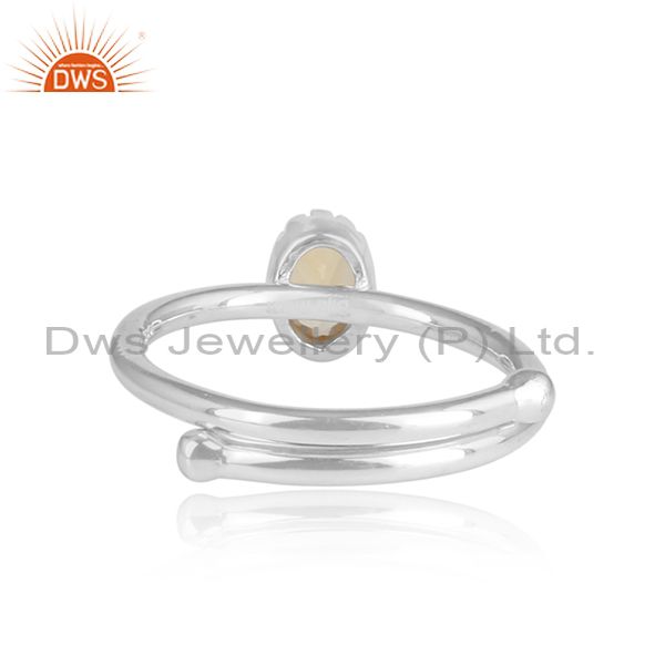 Citrine Set Sterling Silver White Ring For All Sizes