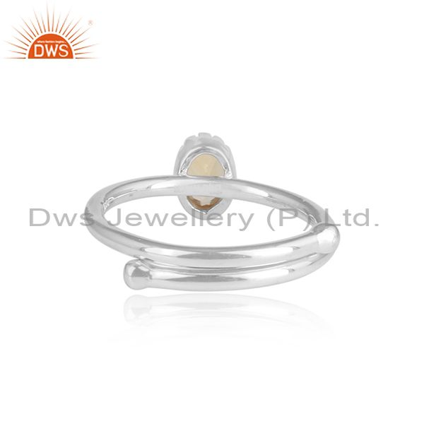 Labradorite Round Cut Sterling Silver White Ring