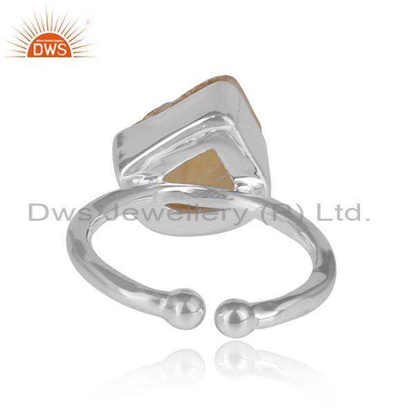 Citrine Rough Cut Sterling Silver Adjustable Ring