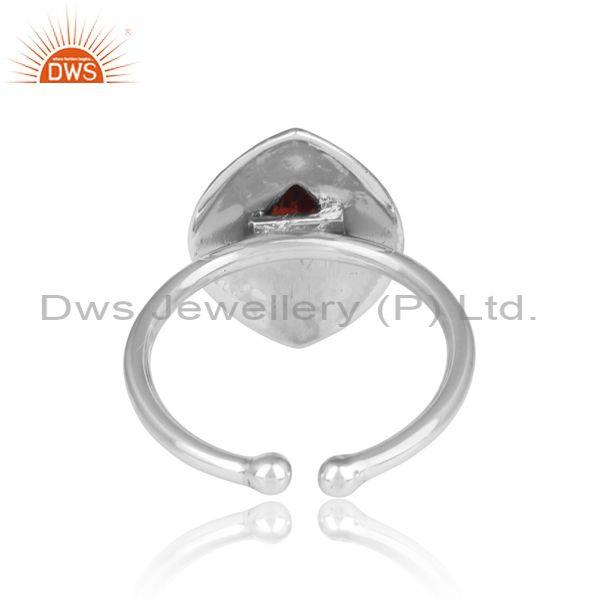Pear Shaped Garnet Set Ethnic Handmade Oxidized Silver Ring