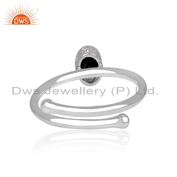 Black Spinal Set Fine 925 Sterling Silver Oval Crown Ring