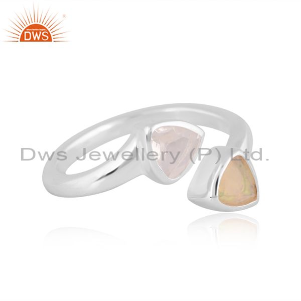 Crystal Quartz And Ethiopian Opal Set Fine 925 Silver Ring