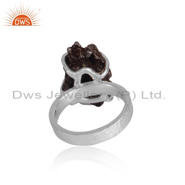 Meteorite Set Fine Sterling Silver Classic Statement Ring