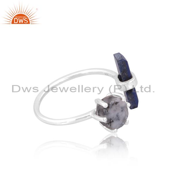 Exquisite Dendrite and Lapis Engagement Ring