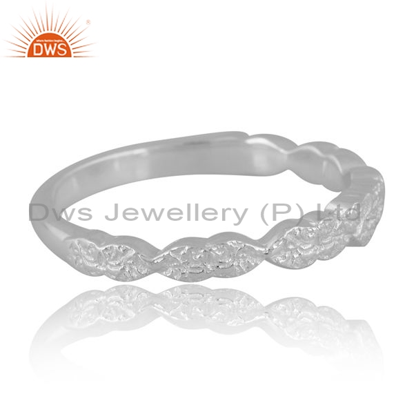 Sterling Silver White Ring With Engraved Designs On Top