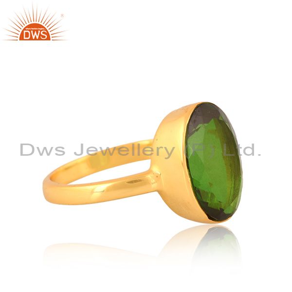 18K Gold Sterling Silver Ring With Doublet Chrome Diopside