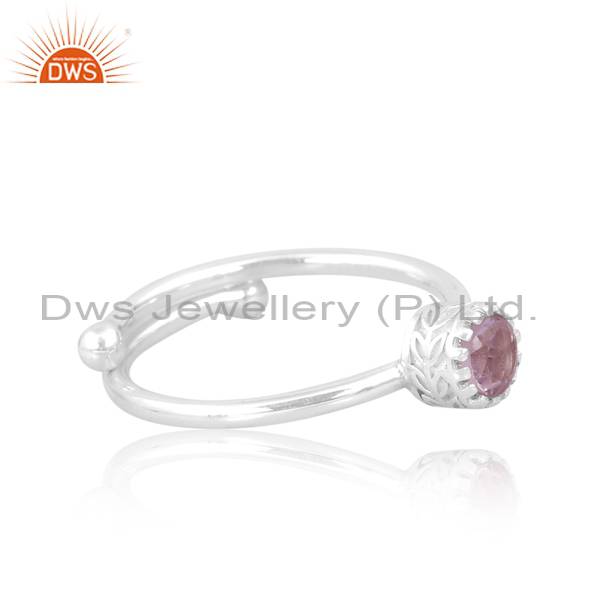 Stunning Silver Ring with Pink Amethyst for Girls