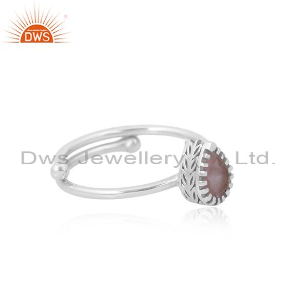 Exquisite Silver Engagement Ring W/ Rose Quartz