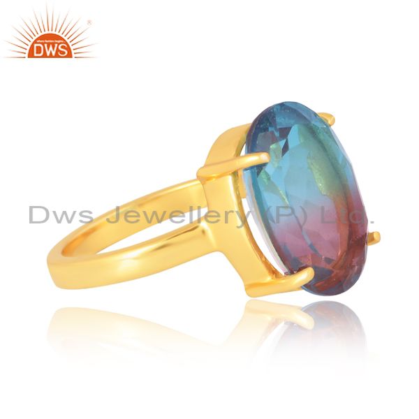 Gorgeous Bio Alexanderite Oval Prong Ring In Silver Gold 18K