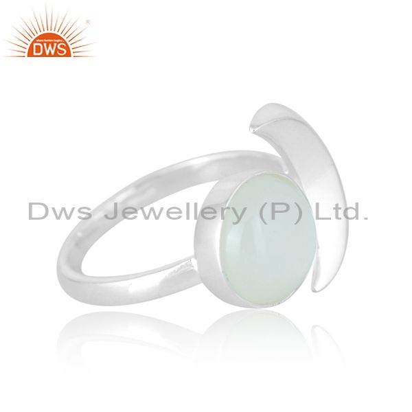 Adjustable Moon And Circle Ring With White Moonstone Design