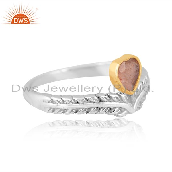 Sterling Silver Gold & White Chocolate Moonstone Ring