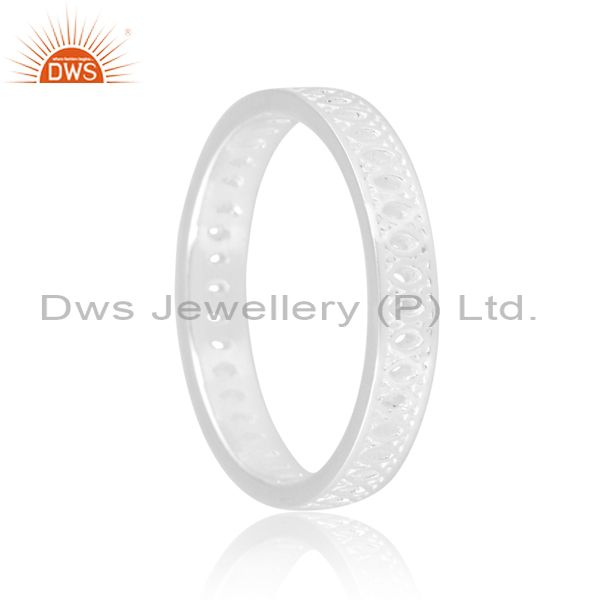 Fixed Sterling Silver Plain White Ring With Designs