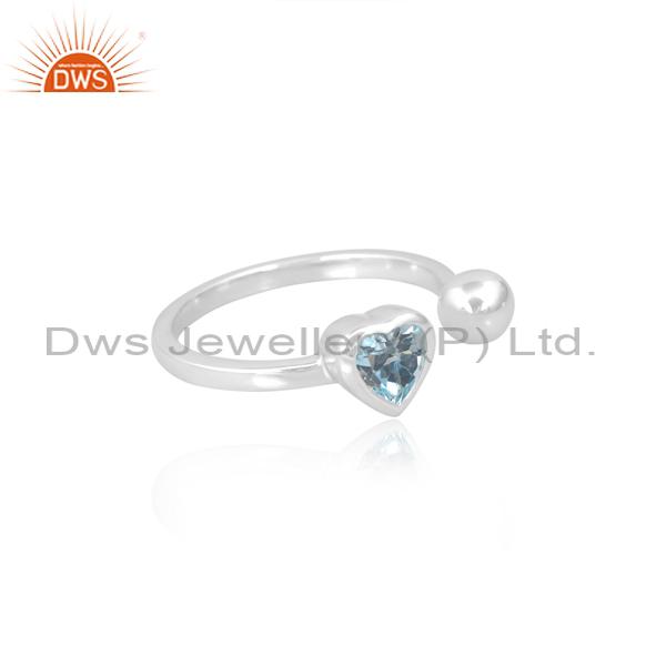 Sparkling Blue Topaz Heart Engagement Ring