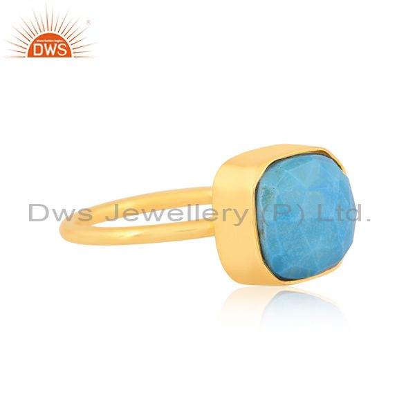 18K Gold Plated Sterling Silver Ring With Turquoise Gem