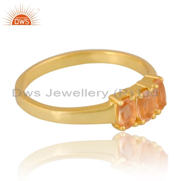 Sterling Silver Gold Ring With Citrine Oval Cut