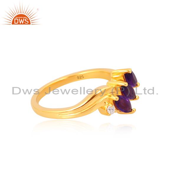 Amethyst Gold Plated Engagement Ring for Girls