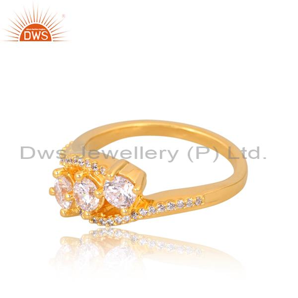 Gold Plated CZ Engagement Ring: Elegant Sparkle