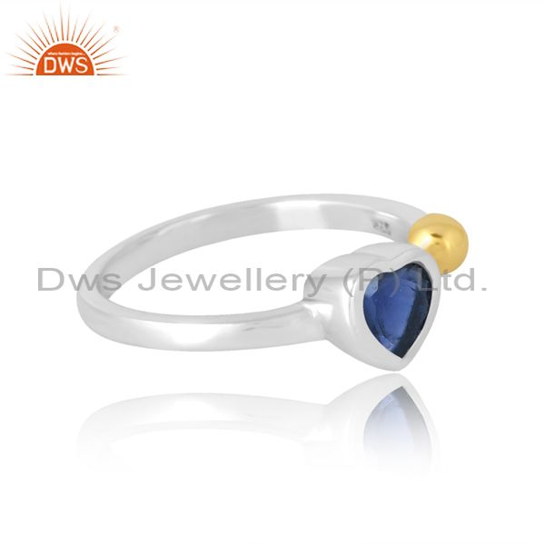 Dot And Heart Women Ring For Valentine With Iolite Stone