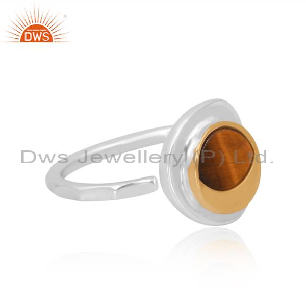 Eye-catching Tiger Eye Yellow Coin Ring for Exquisite Style