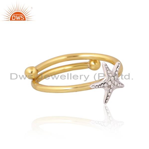 Gold Plated Sterling Silver Stackable Star Ring for Women