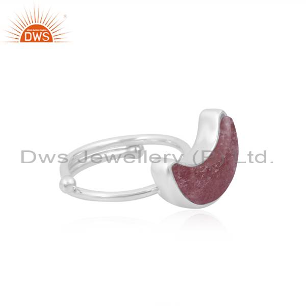 Strawberry Quartz Couple Ring in Sterling Silver