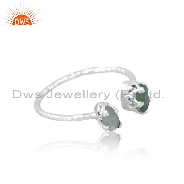 Stunning Engagement Ring: Amazonite & Emerald