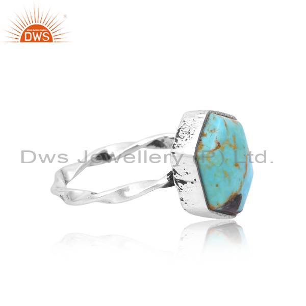 Oxidized 925 Sterling Silver Ring - Kingman Turquoise