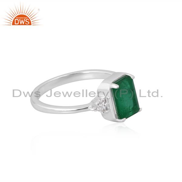 Exquisite CZ Doublet Zambian Emerald Quartz Handcrafted Ring