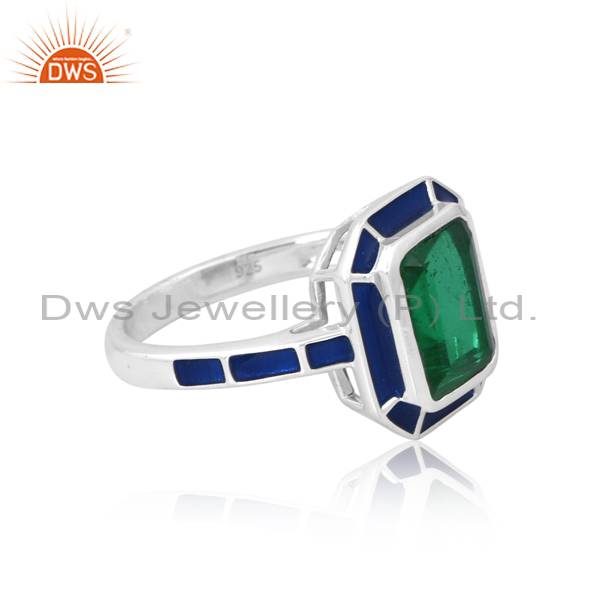 Doublet Zambian Emerald Quartz Handcrafted Silver Ring