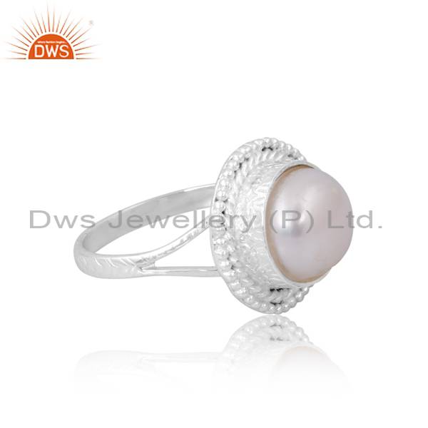 Exquisite Handcrafted Pearl Sterling Silver Ring for Girls