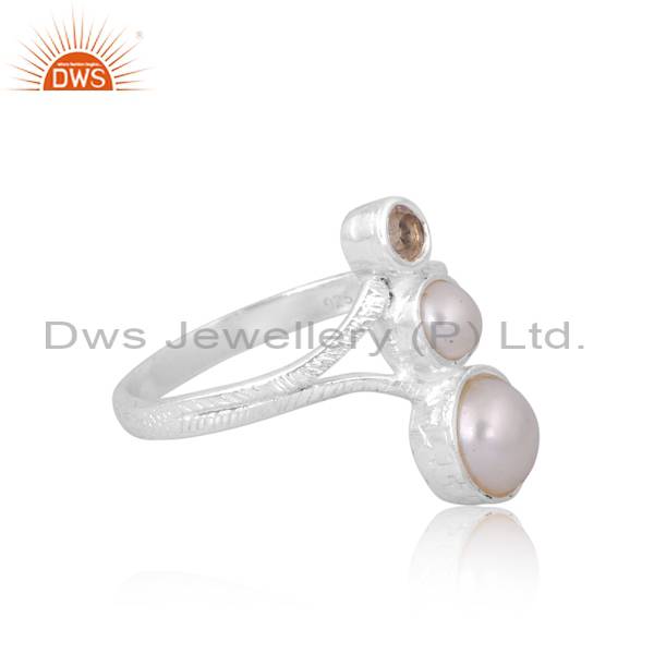Stunning Crystal Quartz & Pearl Handcrafted Ring