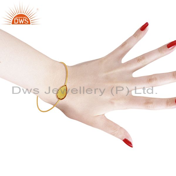 Hydro citrine gemstone gold on 925 silver bangle supplier jewelry Exporter