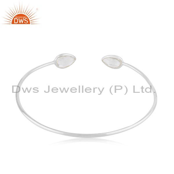 Exporter Handmade 92.5 Sterling Fine Silver Crystal Simple Cuff Bracelet Manufacturer