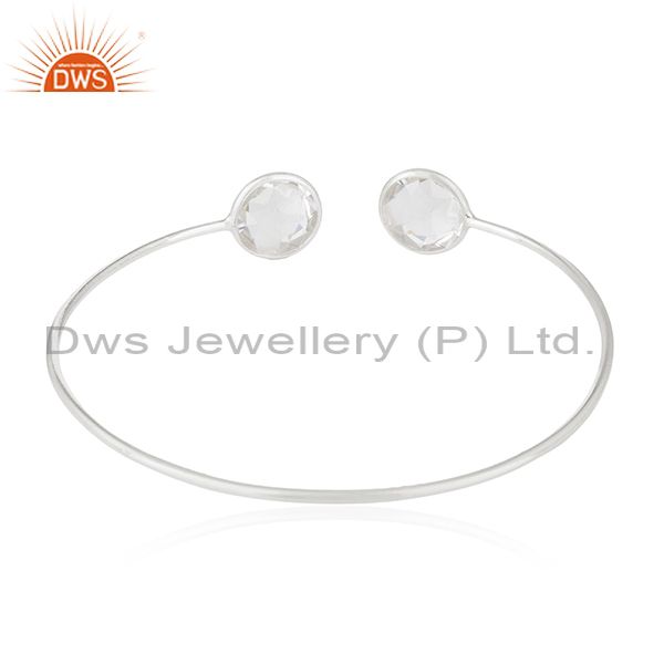 Wholesalers 925 Sterling Fine Silver Crystal Quartz Cuff Bracelet Wholesale Supplier