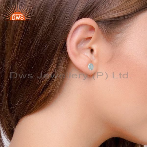 Exporter Sterling 92.5 Fine Silver Chalcedony Gemstone Stud Earrings Wholesale