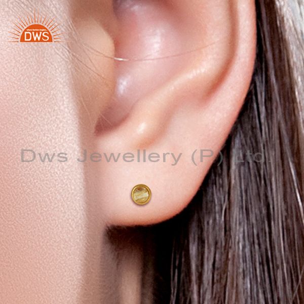 Exporter Gold Plated Silver Crystal Quartz Stud Earrings Jewelry Manufacturer