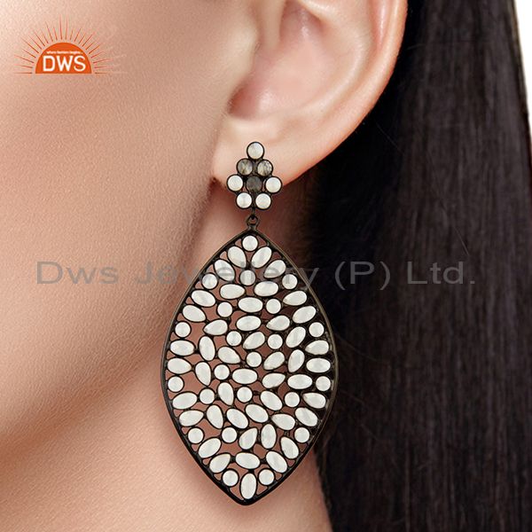 Exporter Rhodium Plated Silver CZ Gemstone Earrings Manufacturer Supplier